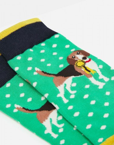 Green bamboo socks with green dog
